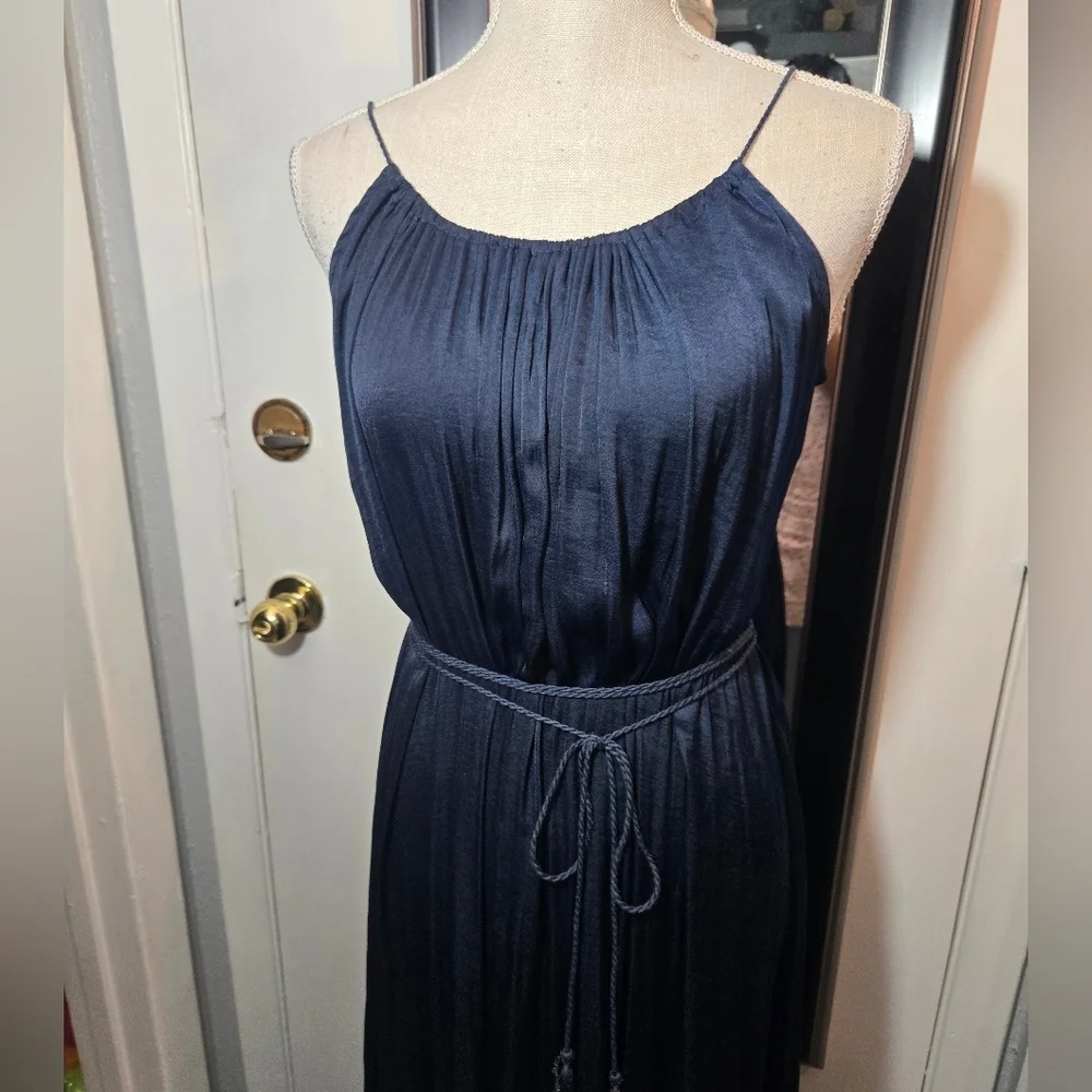 Abercrombie And Fitch Blue Chiffon Maxi Dress Sz XS Waist Tie